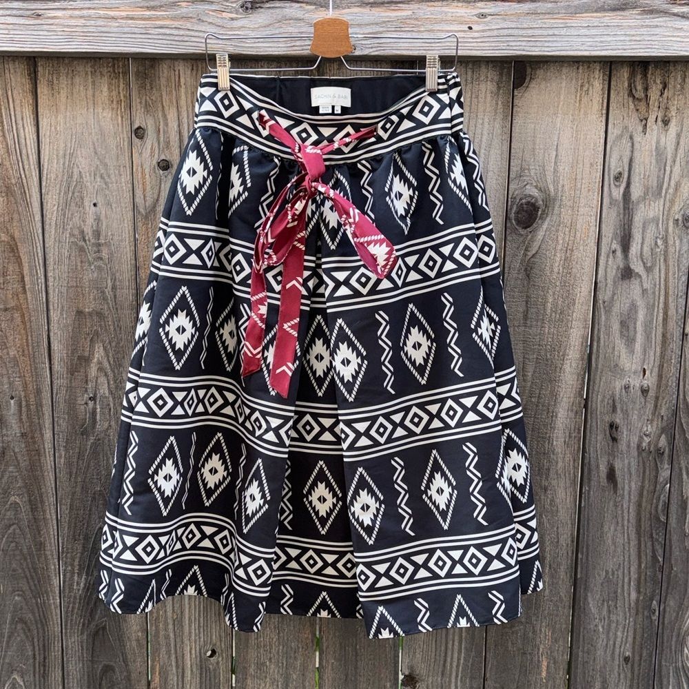 Sachin Babi | Anthropologie A Line Midi Skirt Black Motif Size Medium - Picture 3 of 10
